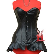 Vollbrustkorsett Schwarz Leder