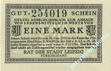 NOTGELD Leipzig 1 Mark 1919