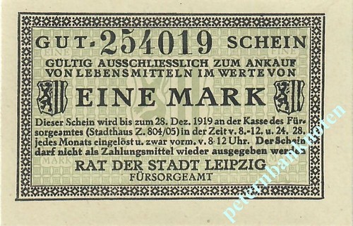 Notgeld leipzig mark 1919 - 1,