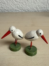 2 Störche, sehr alte Miniaturen, Setzkasten, Hochzeit, Geburt, ca. 1950