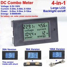 DC 6.5-100V 100A LCD Digital Power Stromzähler Combo Meter Amperemeter mit Shunt