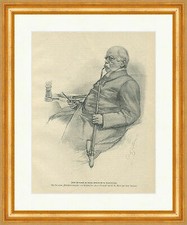 Fürst Bismarck an seinem Arbeitstisch in Friedrichsruh Pfeife E 24621 Gerahmt