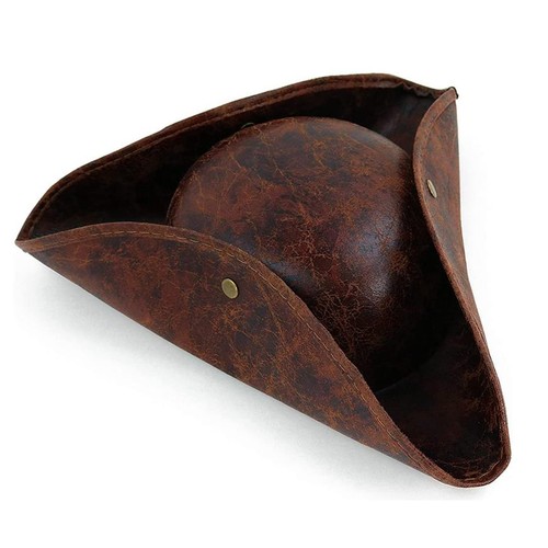Piratenhut tricorn braun leder - tricorn,