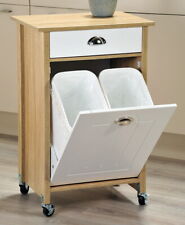 Küchenwagen Mülltrenner Küche Mülleimer Abfalleimer Rollwagen Wagen Eichendekor