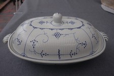Villeroy & Boch Dresden Terrine Oval Indisch Blau Strohblume Ca. 1890 - 1920