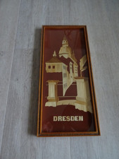 DDR Kunstgewerbe Strohbild DRESDEN - Zwinger, top Zustand, um 1970, 41x19cm