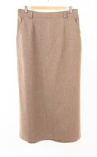 Hessnatur Rock Maxirock Damen Gr. DE 44 Braun-Beige Wolle Lang Klassisch