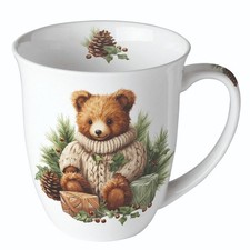 Ambiente Kaffeetasse Tee Porzellan  Jumbotasse 400ml - Teddy im Winter