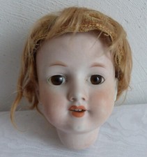 antiker Puppenkopf Biskuit Porzellan Glasaugen A.M. 390n für ca. 48 cm gesamt