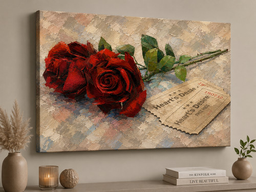 Rote rosen leinwandbild - rosen,