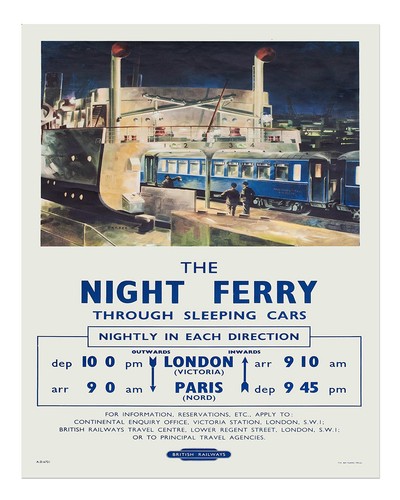 Vintage night ferry - ferry, wandkunst
