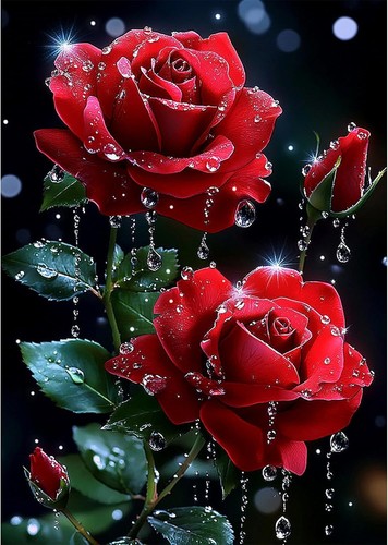 Diamond painting rote rose - 5d,