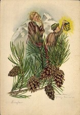 Künstler Ak Wanderer, Frau mit Kind, Junge mit Laterne,... - 4376450