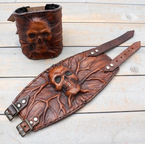 Armband leder totenkopf skull - totenkopf,