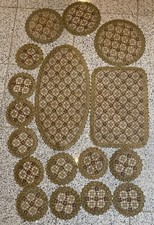 Brokat/Gobelin/17 Deckchen/Untersetzer Vintage Gobelin mit Brokat Borte