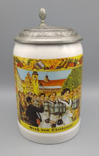 München Oktoberfest Bierkrug Porzellan, Zinndeckel ALWE 95% Zinn 1999 Jahre