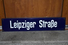 Altes Emailschild DDR,Leipziger Straße,Straßenschild,Verkehrschild,Original,Top!