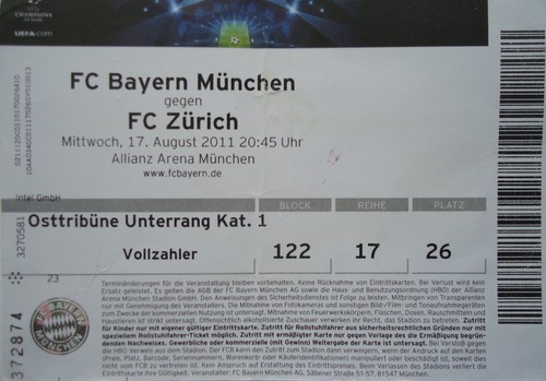 Ticket uefa 2011 fc - ticket, cl