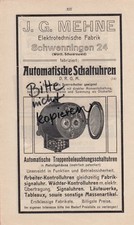 SCHWENNINGEN, Werbung 1911, J. G. Mehne Elektrotechnische Fabrik