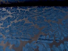 Deko-Stoff- 280cm blau Barock Übergardinen Vorhänge Meterware Trevira CS Nr17