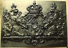 Gussplatte Eisen Metall Platte Bayern Wappen Metallplatte Ofenplatte Relief alt
