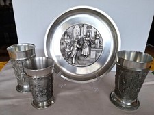 Zinnsammlung: 1 Teller + 3