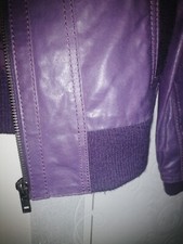  ? Only Limitless ausgefalle Lila Echt Lederjacke L Reißverschluss Biker Strick