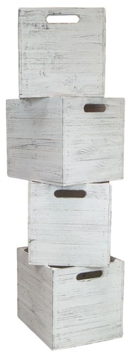 4er set holzkiste shabby - set, weiß