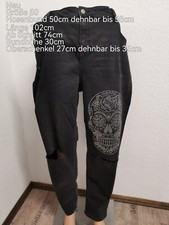 Totenkopf glitzer jeanshose - totenkopf,