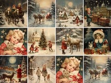 Vintage Nostalgie Weihnachten essbar Tortenbild Deko Muffin Kekse Lebkuchen Neu