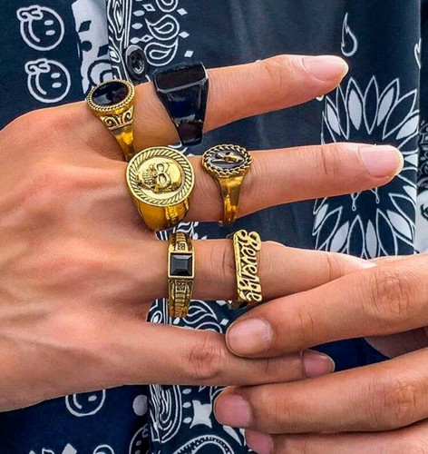 Ring set goldfarben punk - goldfarben,