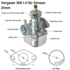 21mm Vergaser 16N1-11 Für