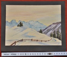 Aquarell von Dr. Sigmund Reinsch. Winterliche Berglandschaft.