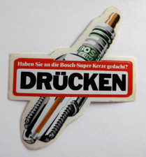 Werbe-Aufkleber Bosch Super Zündkerze Scheibenaufkleber Drücken Ziehen Tür 80er