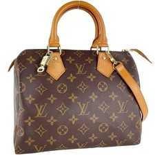 Louis Vuitton Monogram Speedy 25 Leder Stoff Braun 2way Handtasche 3852