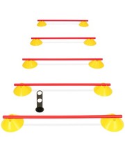 Mini Hürden Cavaletti Agility 5er Set gelbe Mulden mit Stangen 100 cm