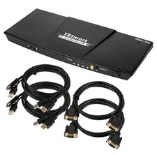 Tesmart KVM Switch 4:2 HDMI + VGA Dual-Monitor Full HD 1080p inkl. Fernbedienung