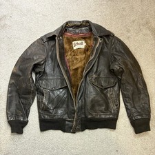 Vintage SCHOTT Lederjacke Flight A2 Bomber Flieger mit Innenfutter Herren Größe 36