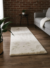 Fellteppich DAVE Creme 80x240 cm | weich & waschbar | Anti-Rutsch | OEKO-TEX