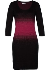 Strickkleid mit Jacquard-Muster Gr 36/38 Schwarz Beerenrot Damenkleid Dress Neu*