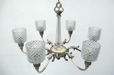 Alter Bleikristall Lüster Kronleuchter 6-flg Rahmen versilbert