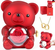 Ewige Rose Teddybär mit Herz Halskette, Rose Bär Geschenkbox mit Versteckte S