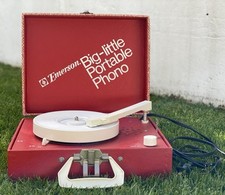 Vintage 50er Emerson Big Little Portable Phono Plattenspieler Elvis Rockabilly