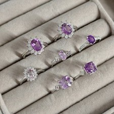 +Natur+ echter Amethyst facettiert offen Ringe Damen Edelstein Quarz Ring