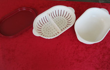 Tupperware kleiner Küchenchef Siebservierer Oval 2,5 l rot weiss