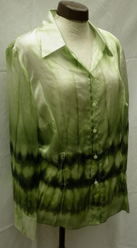 Seidenbluse grün rüschen - ,