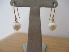 Perlen Ohrringe Hänger Gold 585/14 k Gelbgold