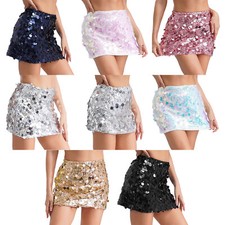 Damen Pailletten Rock Glitzer