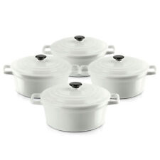 Auflaufform Backform Servierform Steingut Rund Weiß Rot Schwarz Set klein Bräter