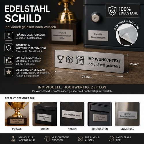 Edelstahl schild individuell - edelstahl,